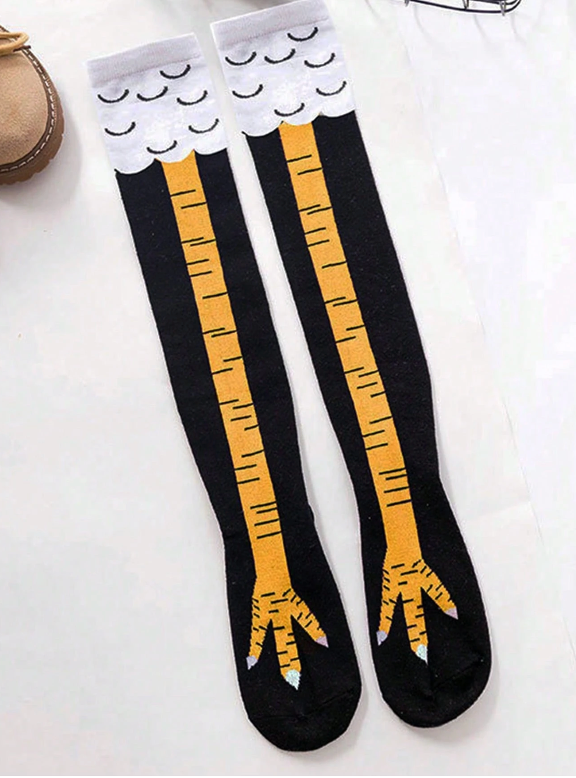 1 Pair Men's Funny Chicken Claw Pattern Knee-High Socks