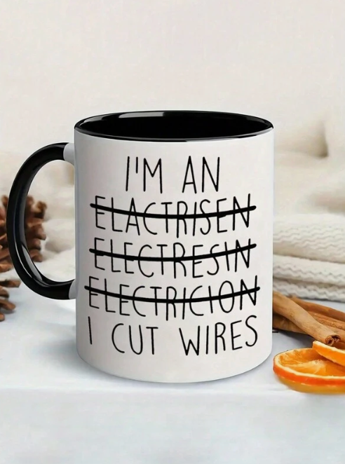 1pc,11oz Ceramic Coffee Cup Fun Electrician Gifts
