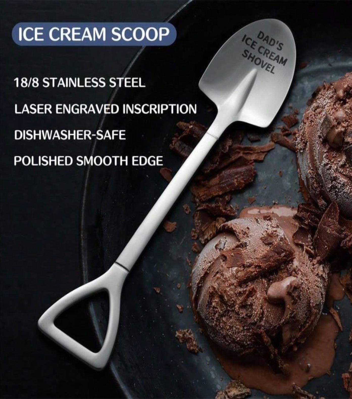 Stainless Steel Ice Cream Shovel For Dad`s Birthday