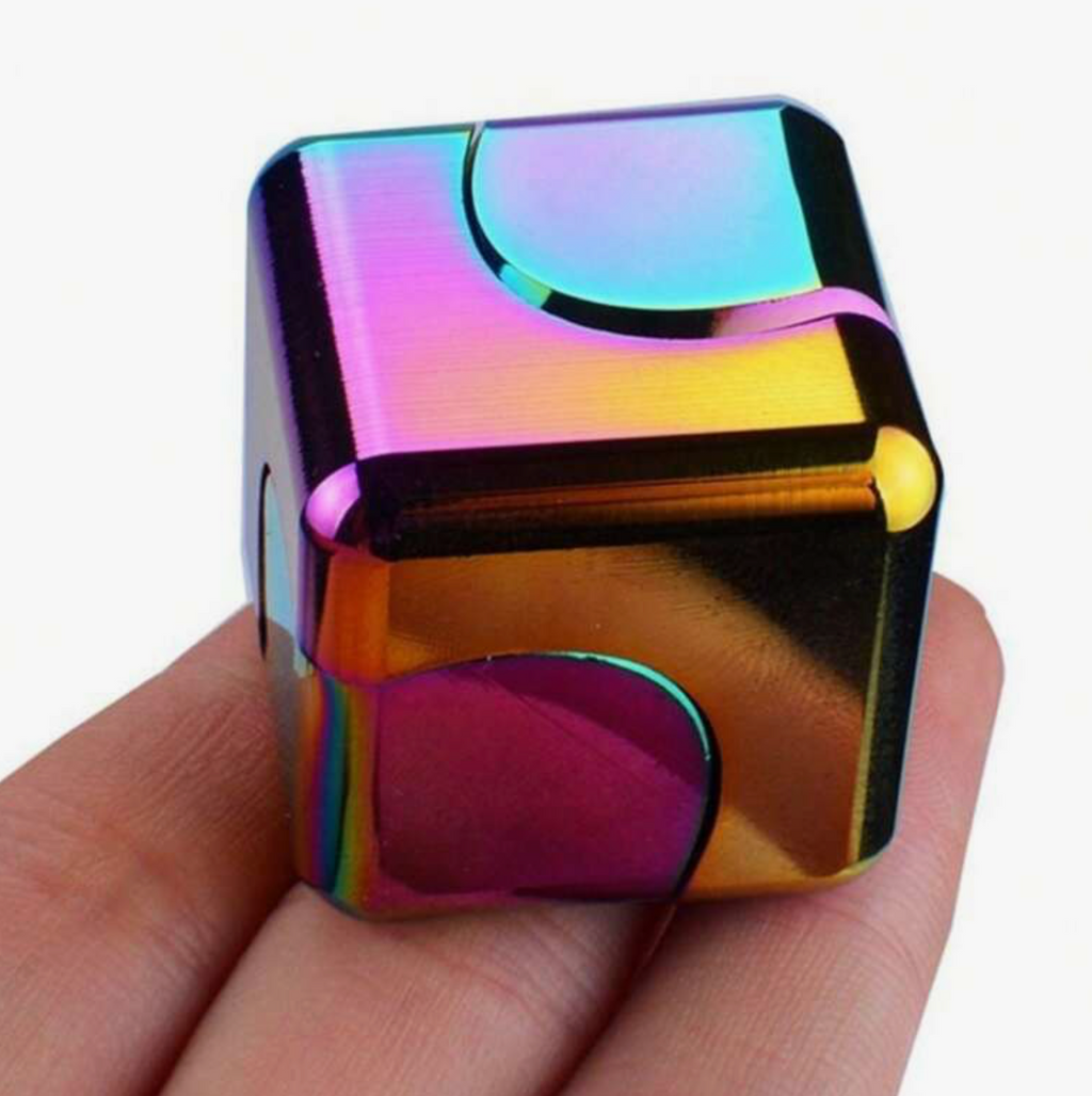 Rainbow Magic Cube Fidget Toy, Metal Rotational Puzzle Cube Stress Relief Desk Toy