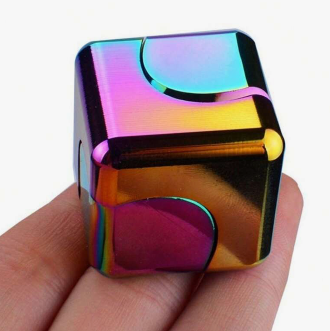 Rainbow Magic Cube Fidget Toy, Metal Rotational Puzzle Cube Stress Relief Desk Toy