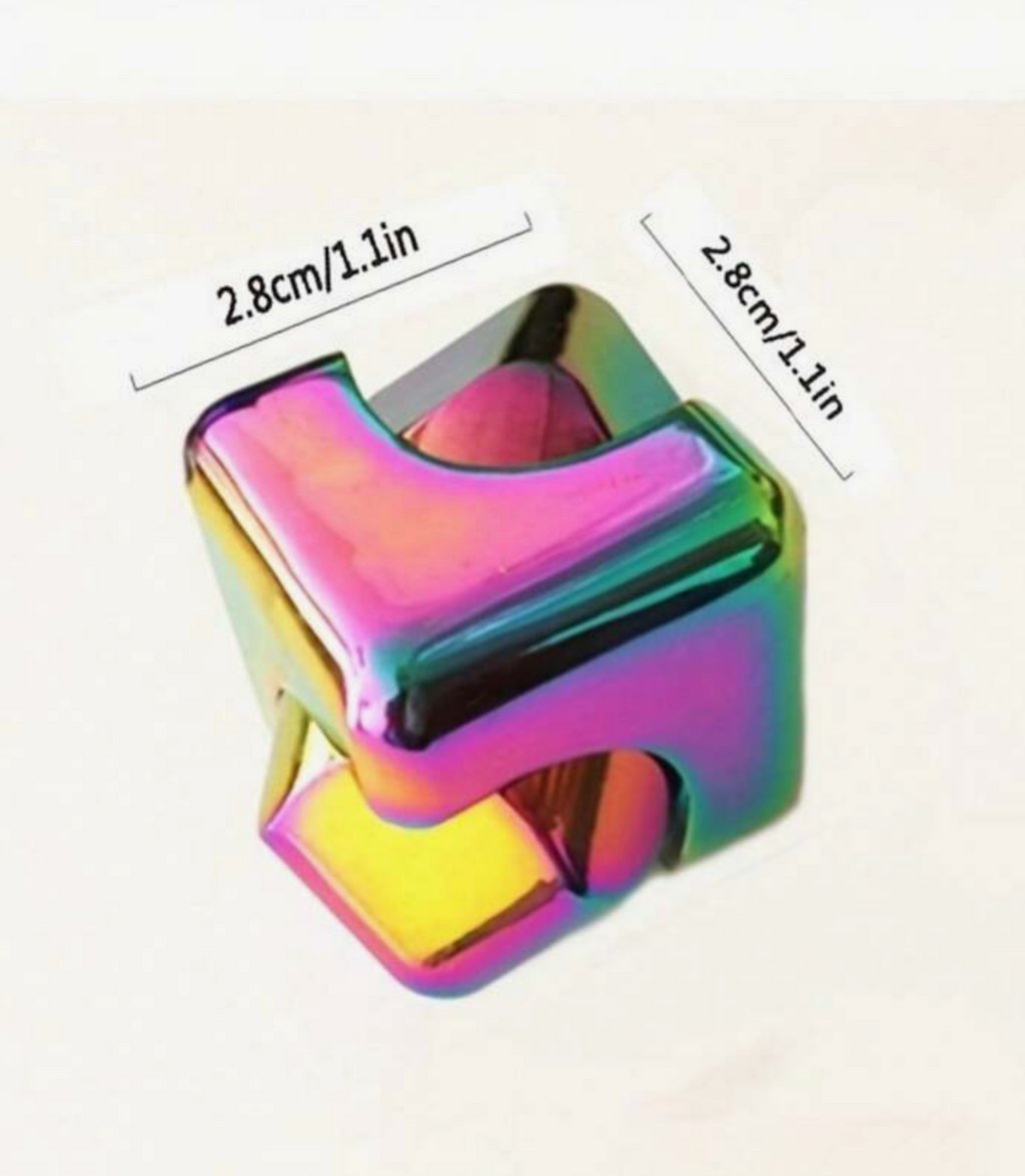 Rainbow Magic Cube Fidget Toy, Metal Rotational Puzzle Cube Stress Relief Desk Toy