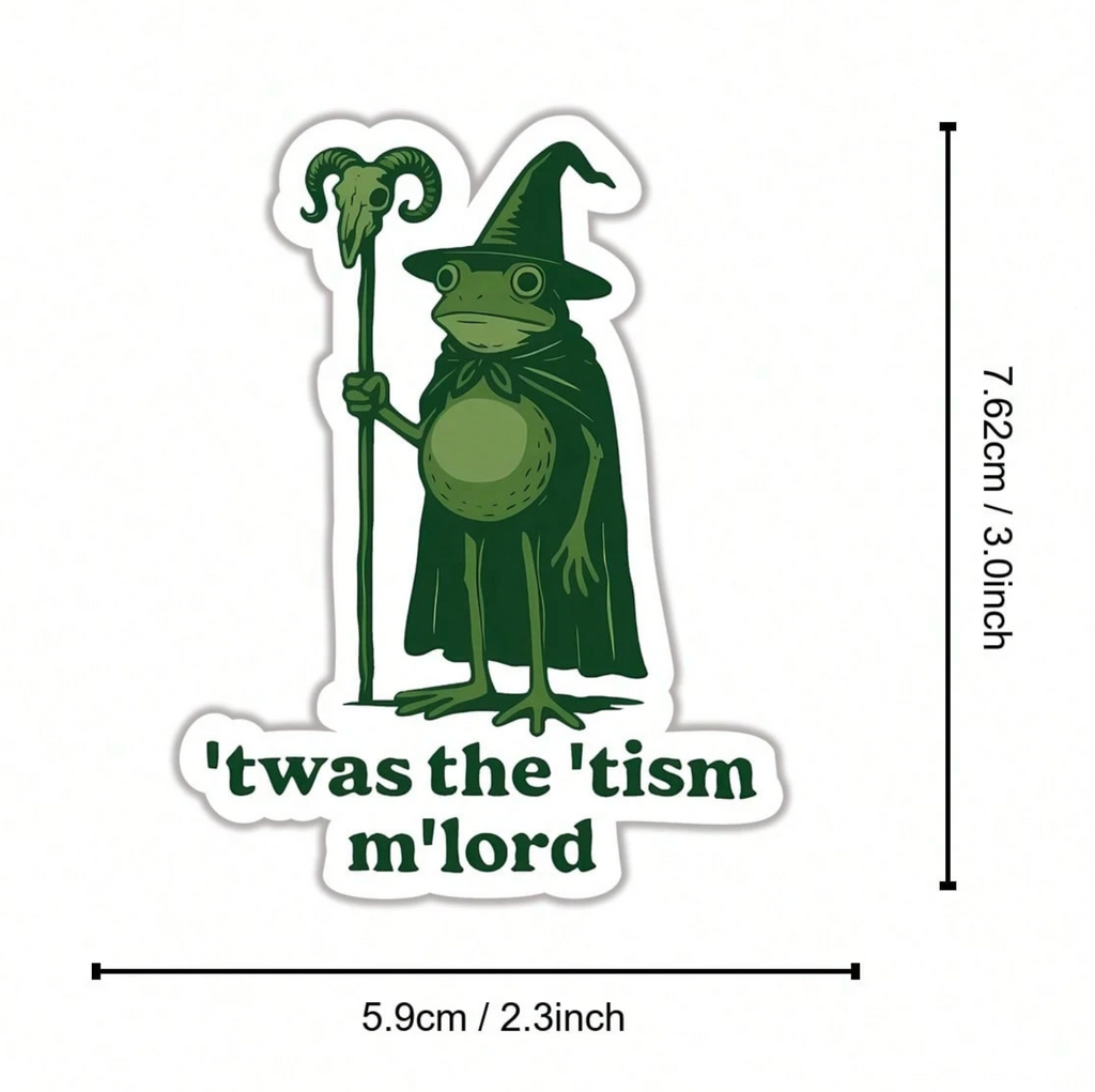 1PC Twas The Tism Frog Wizard Sticker For Neurodivergent