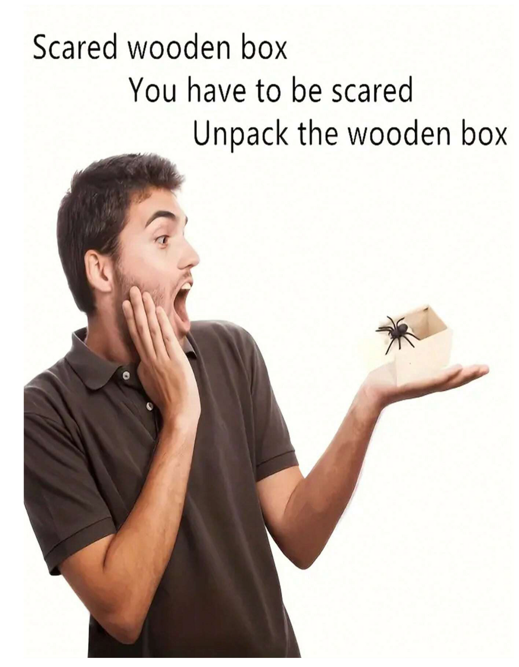 1pc Wooden Spider Prank Box - Handmade Joke Box