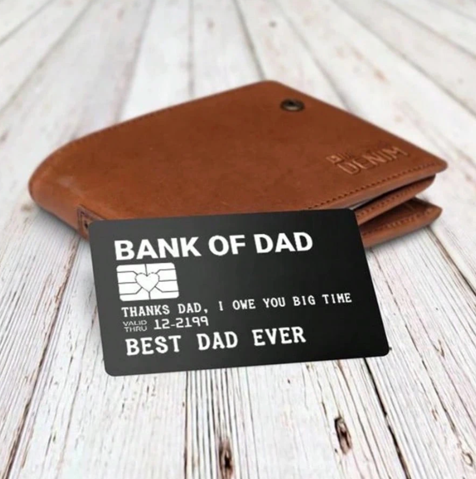 1pc Man's Laser Engraved Aluminum Alloy Wallet Card BANK OF DAD