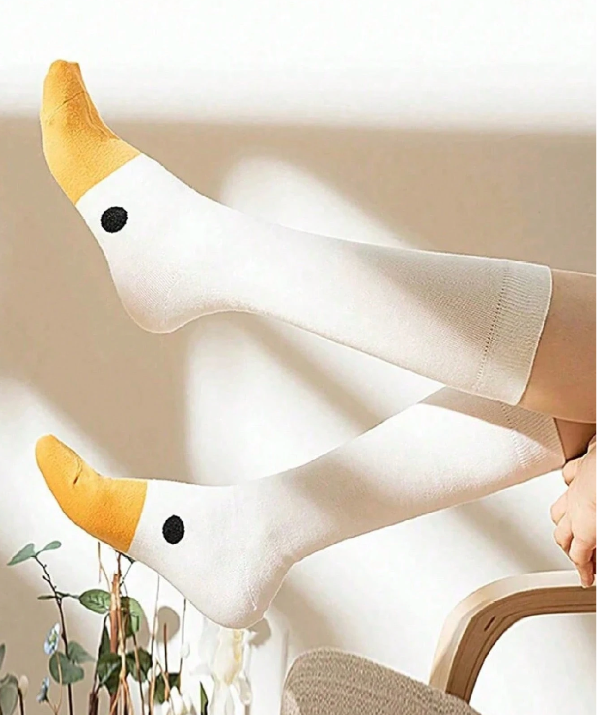 1 Pair Of Novelty And Fun Duck Shape Socks Yellow White