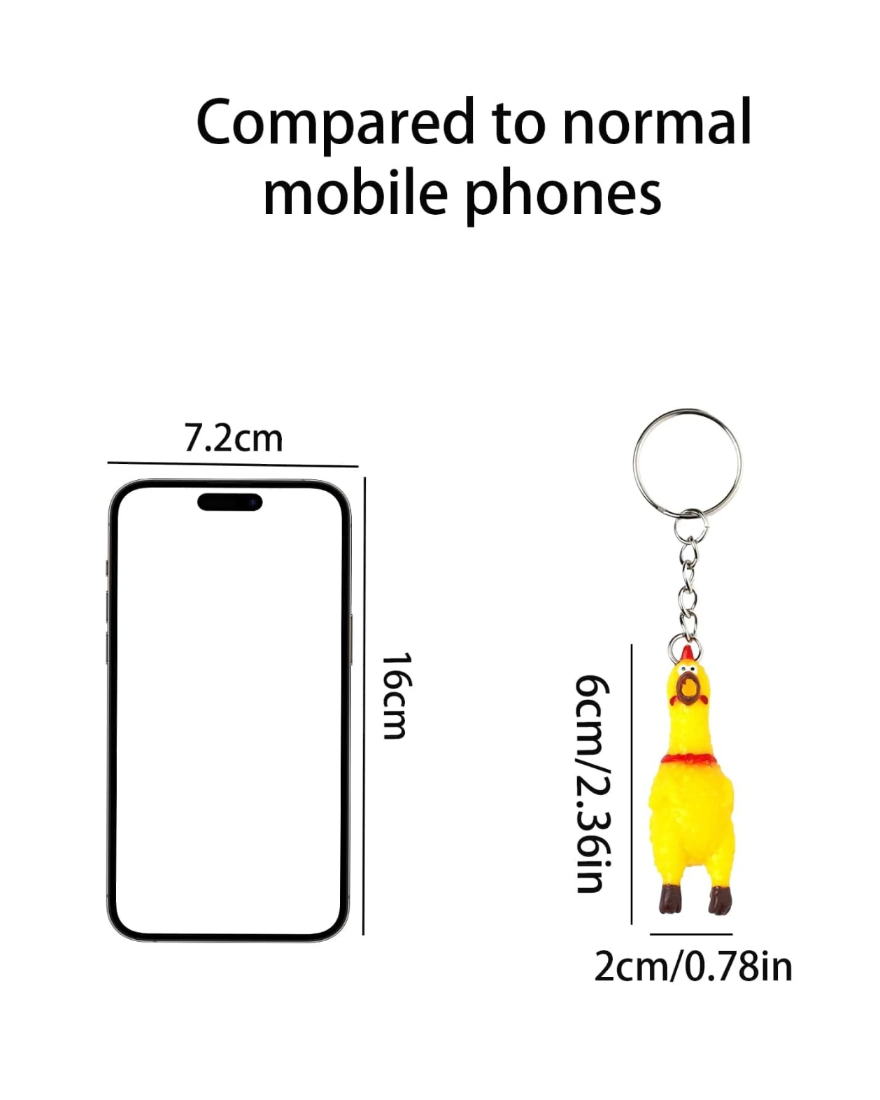 Squeaky Screaming Chicken Keychain Prank Novelty Funny Mini Rubber Squeeze Screaming