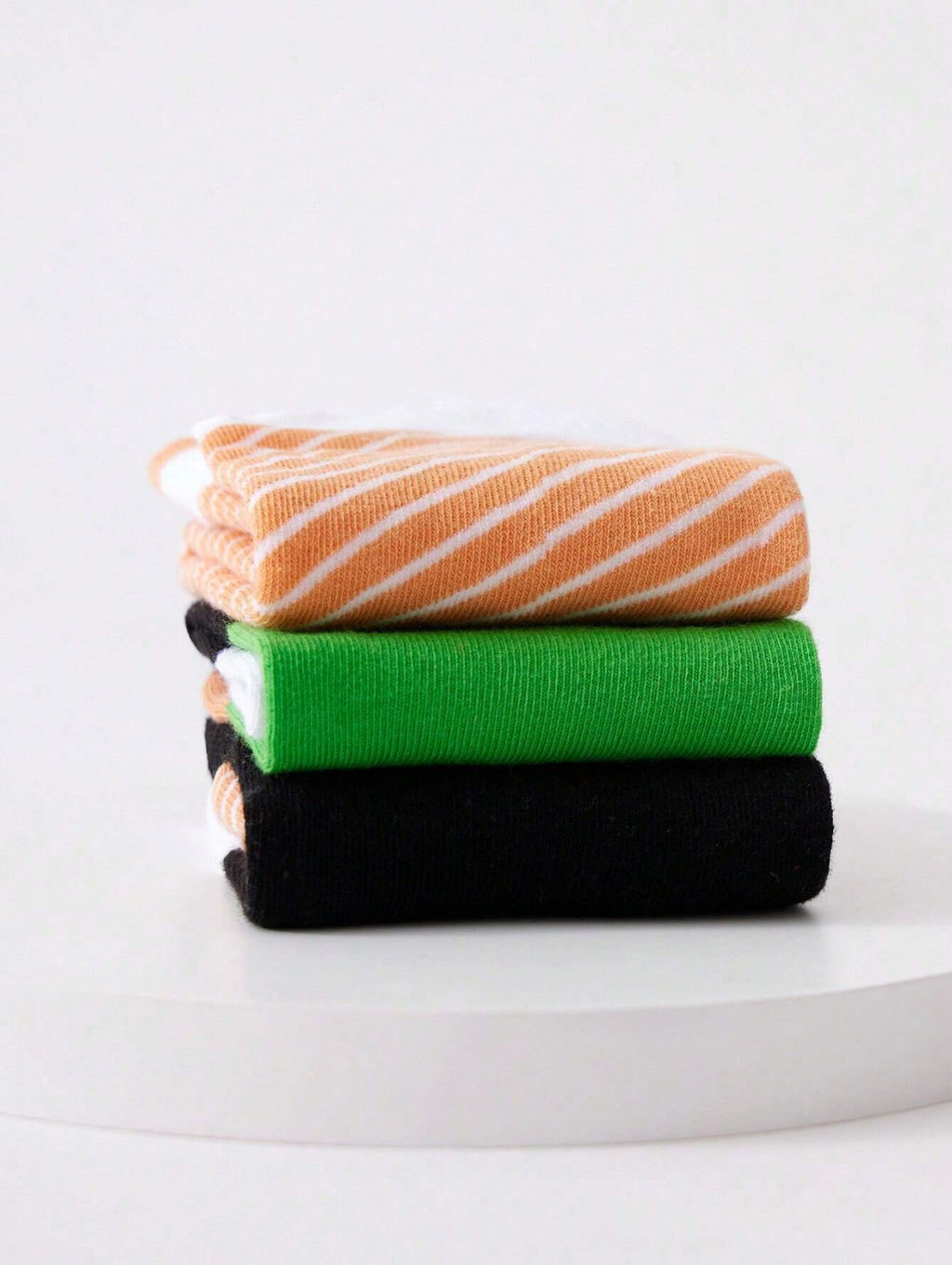 3 Pairs Sushi Design Mid-Calf Socks, Unisex Couple Combo Pack